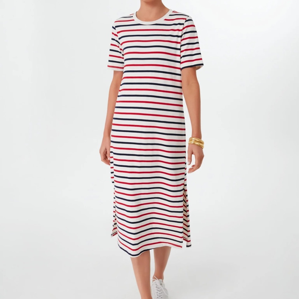 Pommander Place Americana Stripe Short Sleeve Gio Maxi Dress